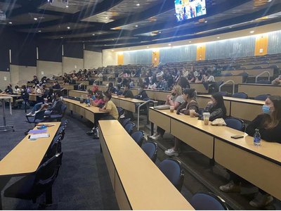 Students from across Connecticut gathering together for keynote speaker